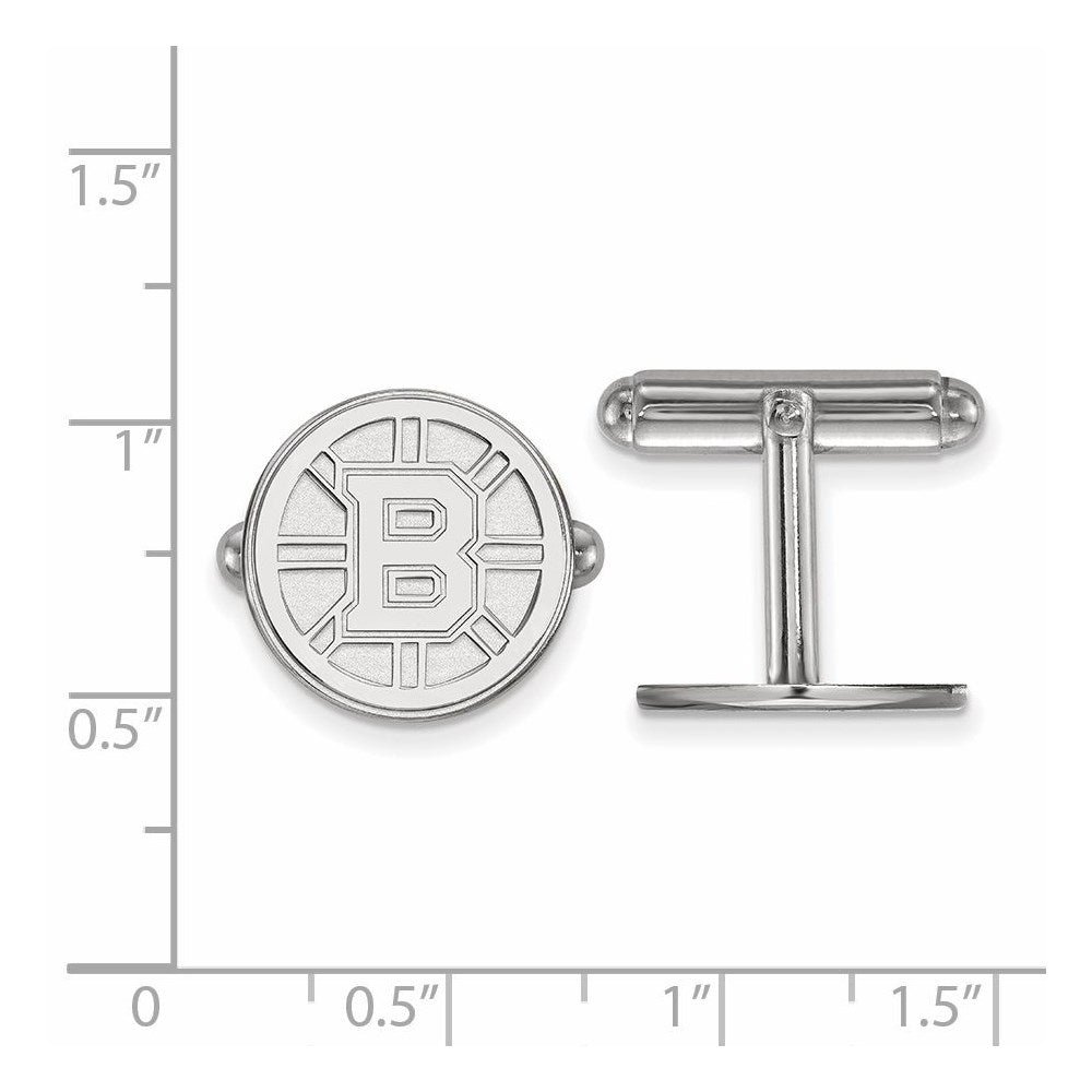 Alternate view of the Sterling Silver NHL Boston Bruins Cuff Links by The Black Bow Jewelry Co.