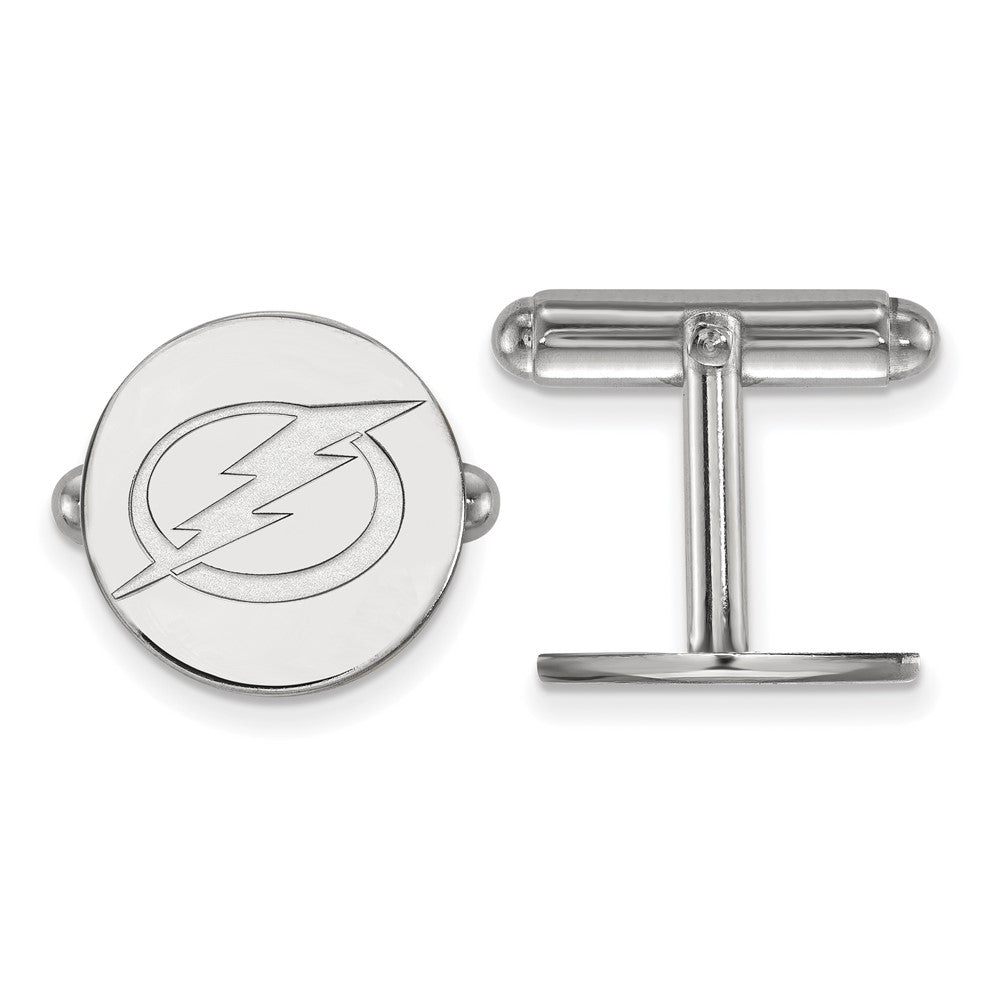 Sterling Silver NHL Tampa Bay Lightning Cuff Links, Item M10697 by The Black Bow Jewelry Co.