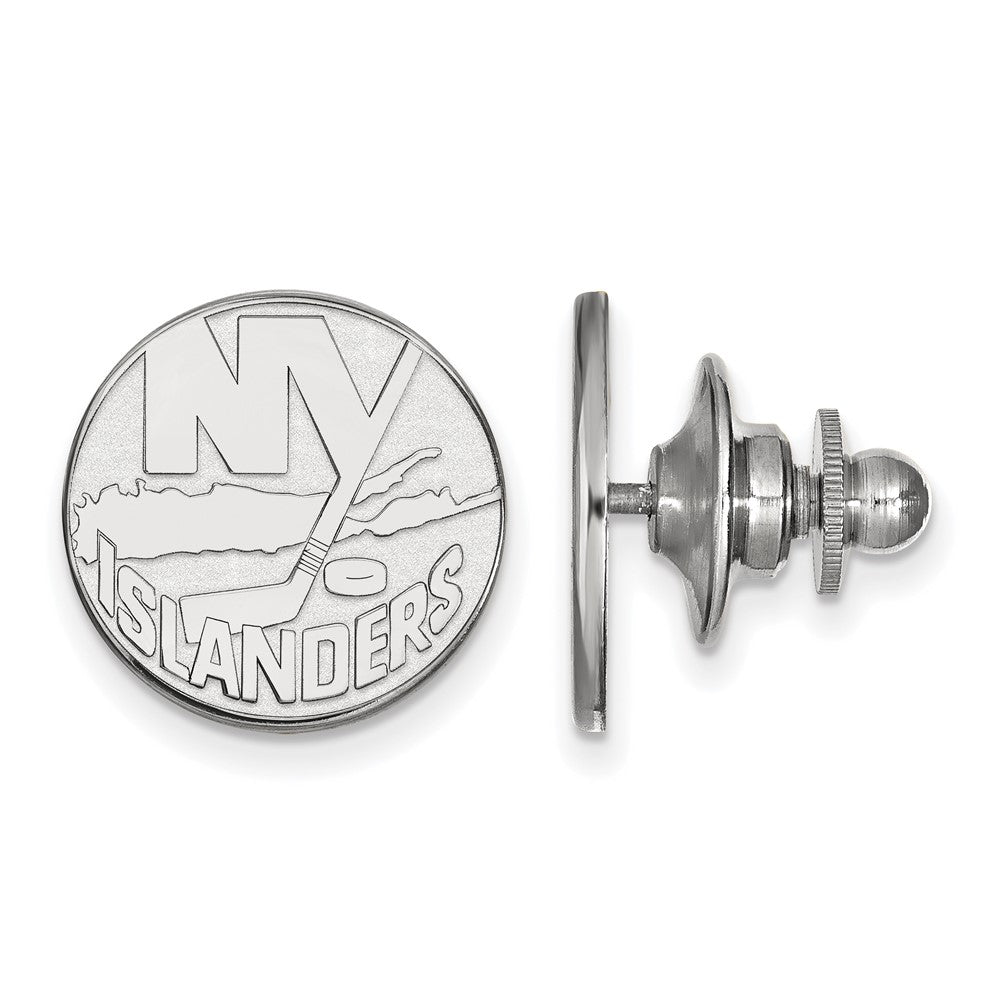 14k White Gold NHL New York Islanders Disc Lapel or Tie Pin, Item M10847 by The Black Bow Jewelry Co.