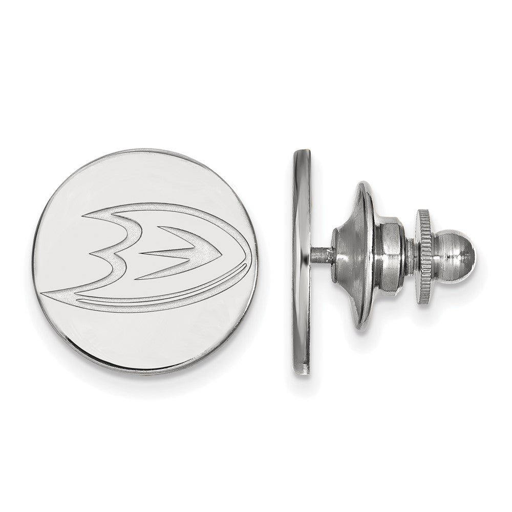 14k White Gold NHL Anaheim Ducks Disc Lapel or Tie Pin, Item M10850 by The Black Bow Jewelry Co.