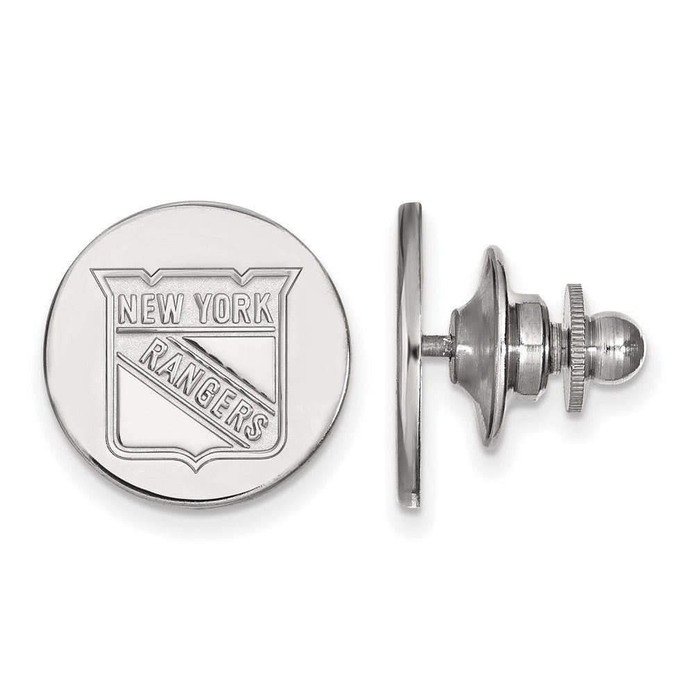 14k White Gold NHL New York Rangers Disc Lapel or Tie Pin, Item M10852 by The Black Bow Jewelry Co.