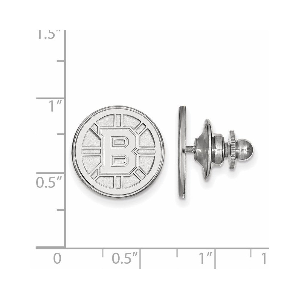 Alternate view of the 14k White Gold NHL Boston Bruins Disc Lapel or Tie Pin by The Black Bow Jewelry Co.