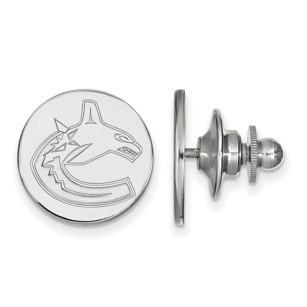 14k White Gold NHL Vancouver Canucks Disc Lapel or Tie Pin, Item M10860 by The Black Bow Jewelry Co.