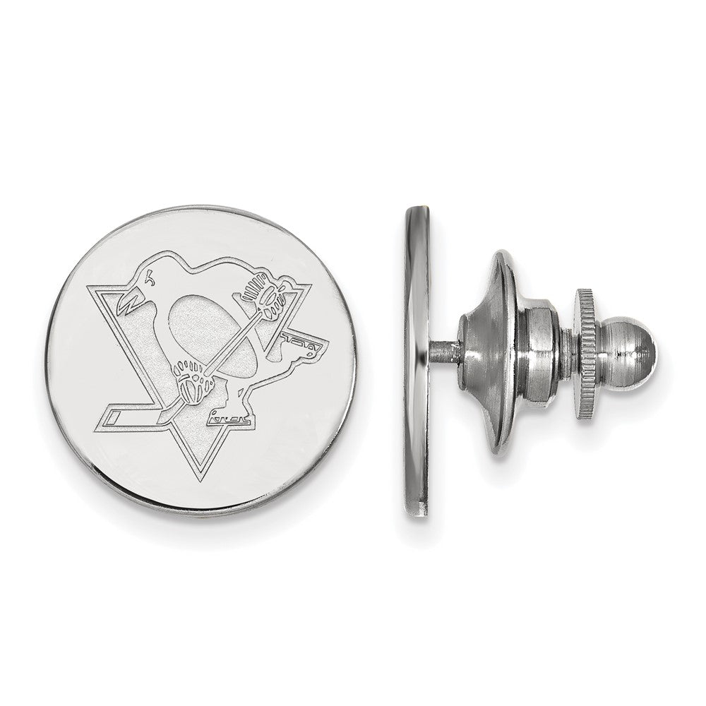 14k White Gold NHL Pittsburgh Penguins Disc Lapel or Tie Pin, Item M10862 by The Black Bow Jewelry Co.