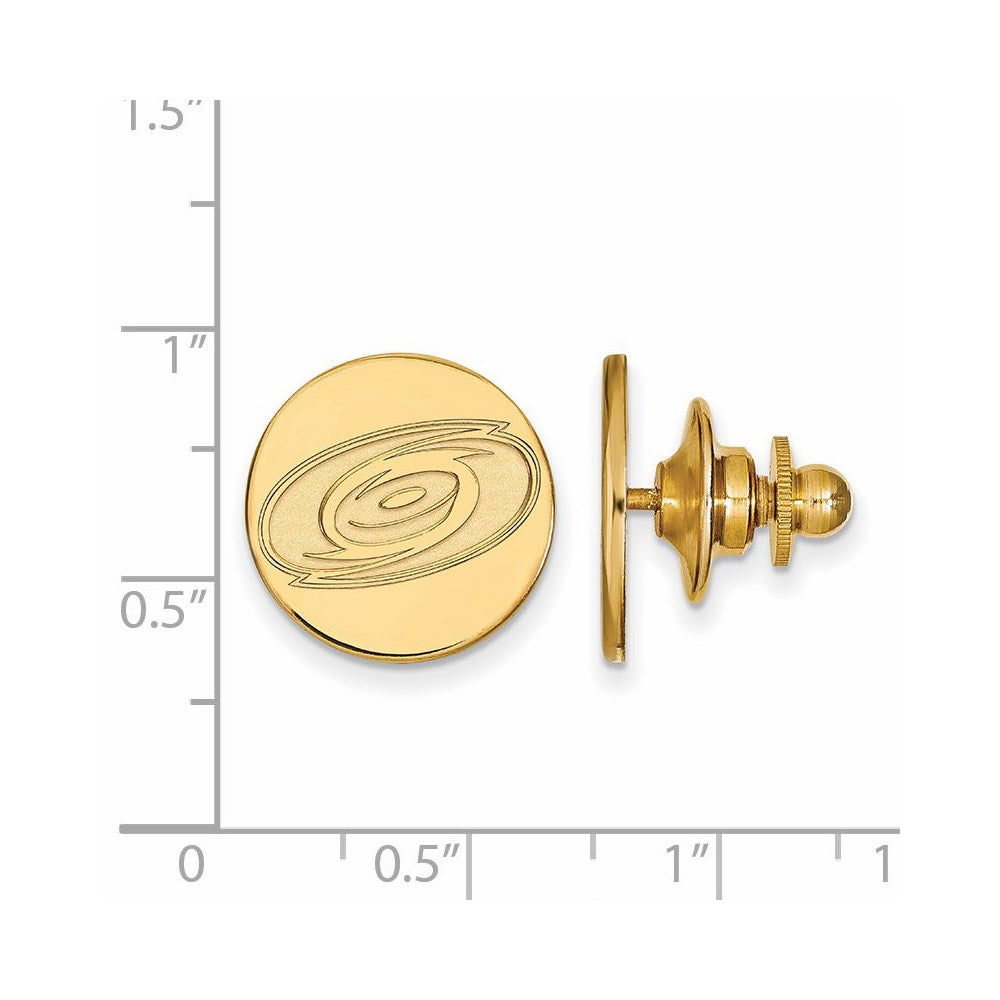 Alternate view of the 14k Yellow Gold NHL Carolina Hurricanes Disc Lapel or Tie Pin by The Black Bow Jewelry Co.
