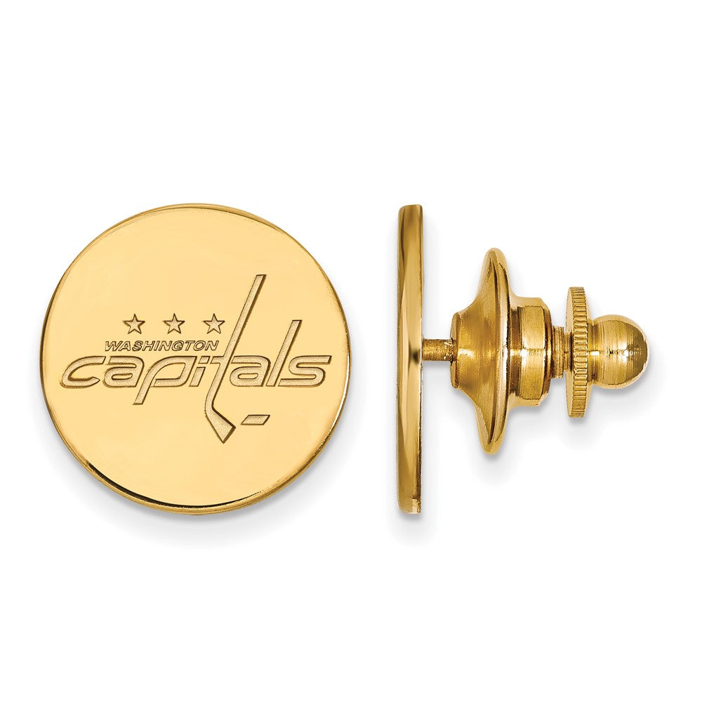 14k Yellow Gold NHL Washington Capitals Disc Lapel or Tie Pin, Item M10870 by The Black Bow Jewelry Co.