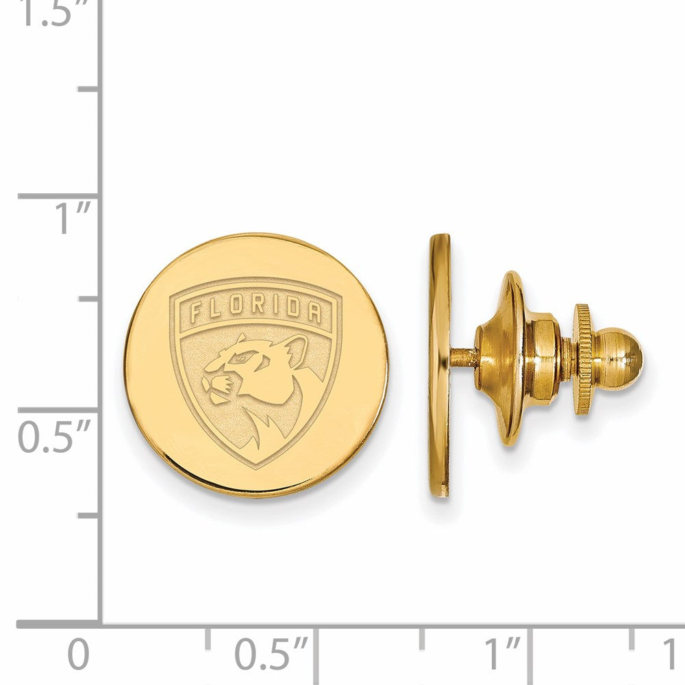 Alternate view of the SS 14k Yellow Gold Plated NHL Florida Panthers Lapel or Tie Pin by The Black Bow Jewelry Co.