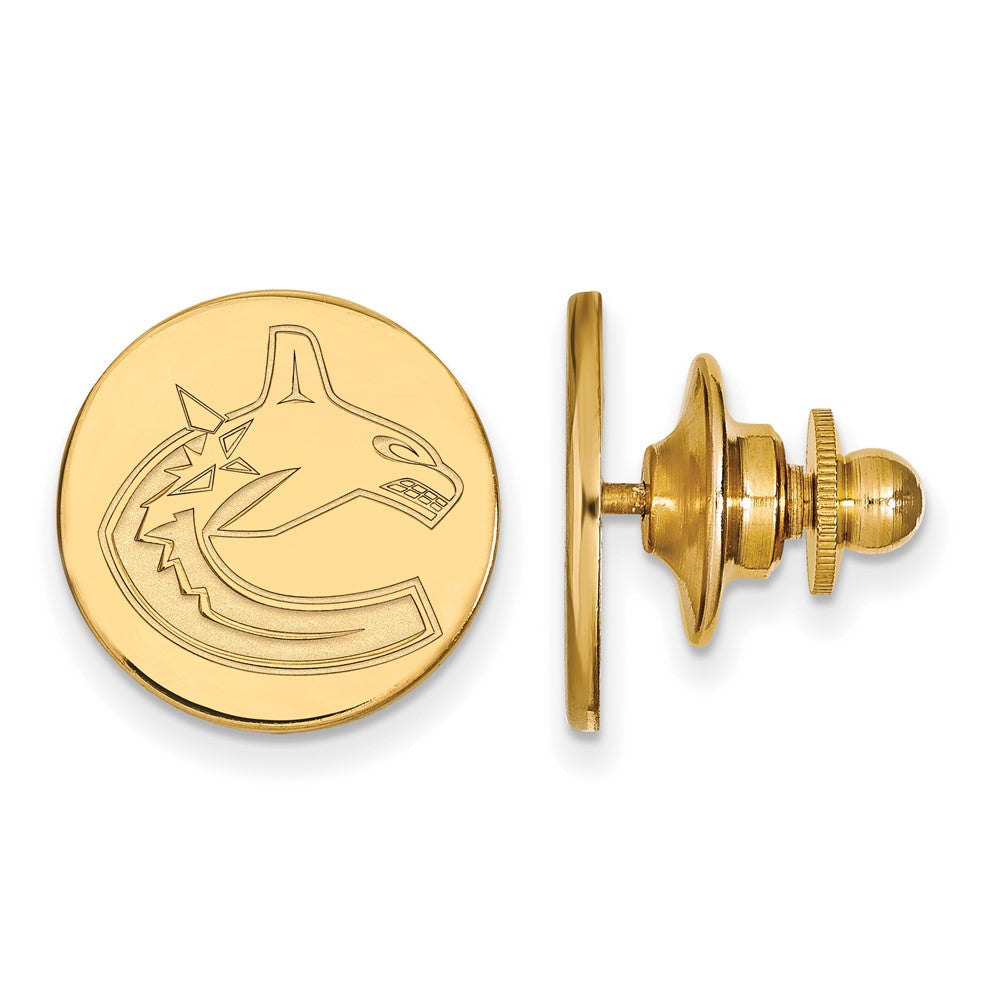 SS 14k Yellow Gold Plated NHL Vancouver Canucks Lapel or Tie Pin, Item M10921 by The Black Bow Jewelry Co.