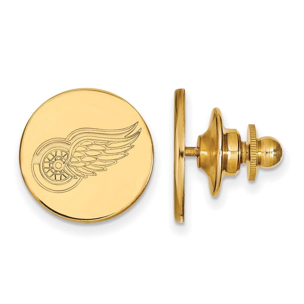 SS 14k Yellow Gold Plated NHL Detroit Red Wings Lapel or Tie Pin, Item M10924 by The Black Bow Jewelry Co.