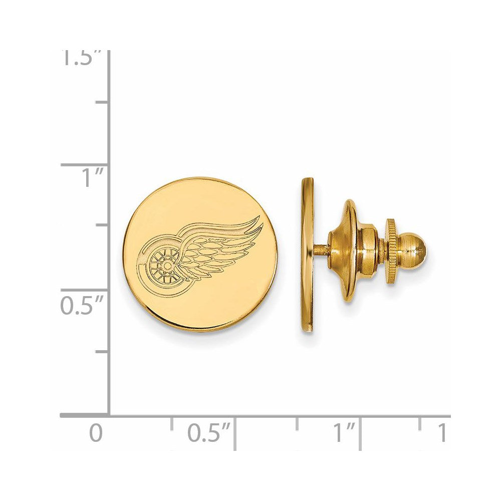 Alternate view of the SS 14k Yellow Gold Plated NHL Detroit Red Wings Lapel or Tie Pin by The Black Bow Jewelry Co.