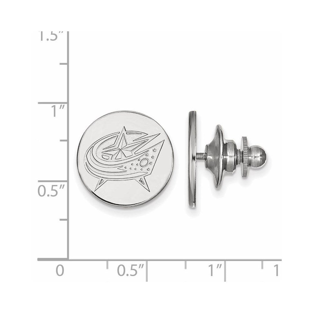 Alternate view of the Sterling Silver NHL Columbus Blue Jackets Lapel/Tie Pin by The Black Bow Jewelry Co.