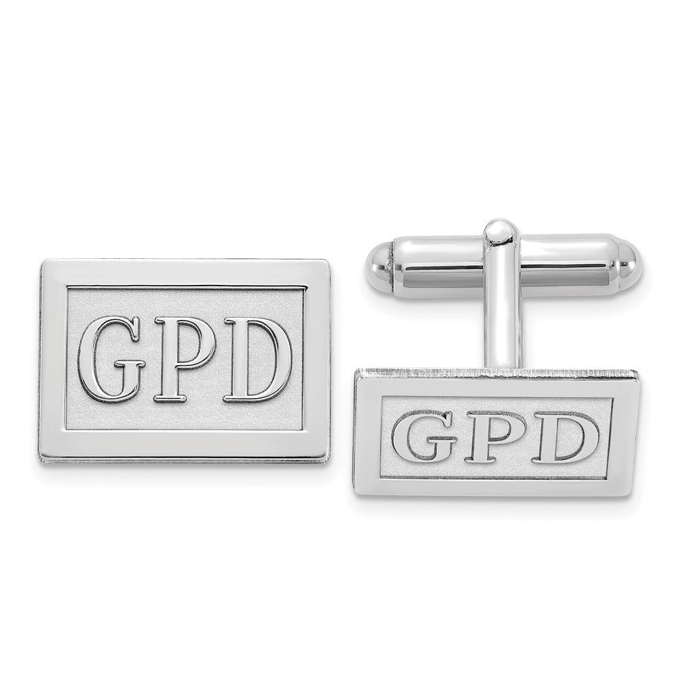 Alternate view of the Personalized Raised Monogram Rectangle Cuff Links, 19 x 13mm by The Black Bow Jewelry Co.