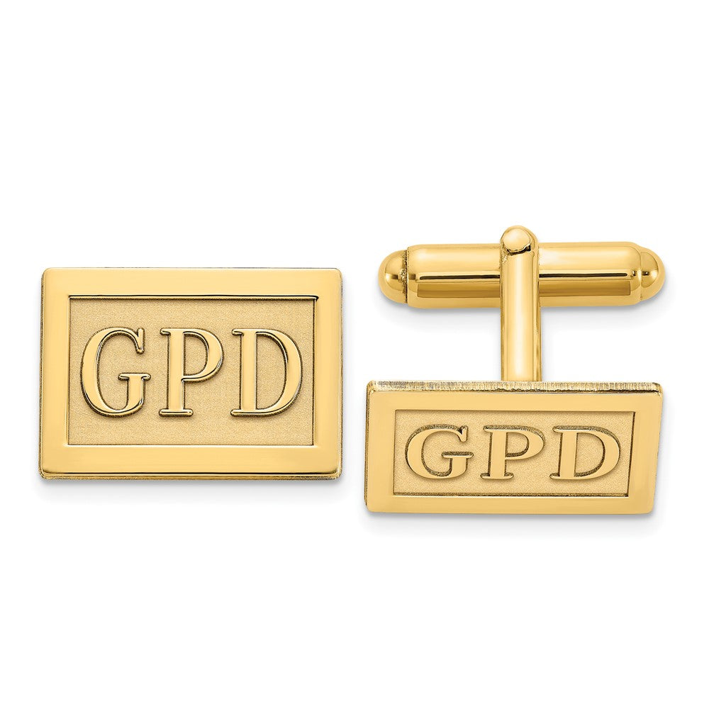 Personalized Raised Monogram Rectangle Cuff Links, 19 x 13mm