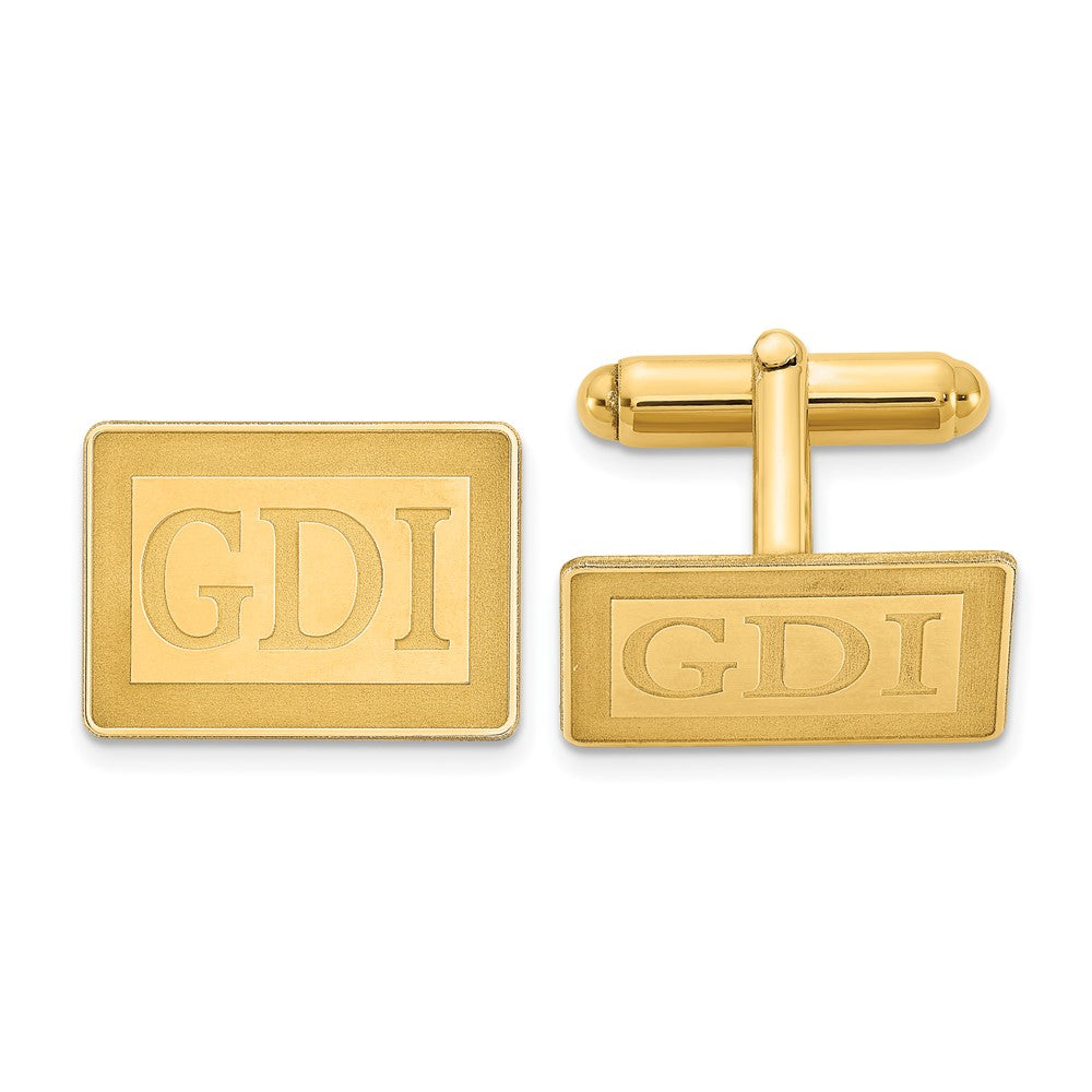 Personalized Recessed Monogram Rectangle Cuff Links, 19 x 14mm, Item M11081 by The Black Bow Jewelry Co.
