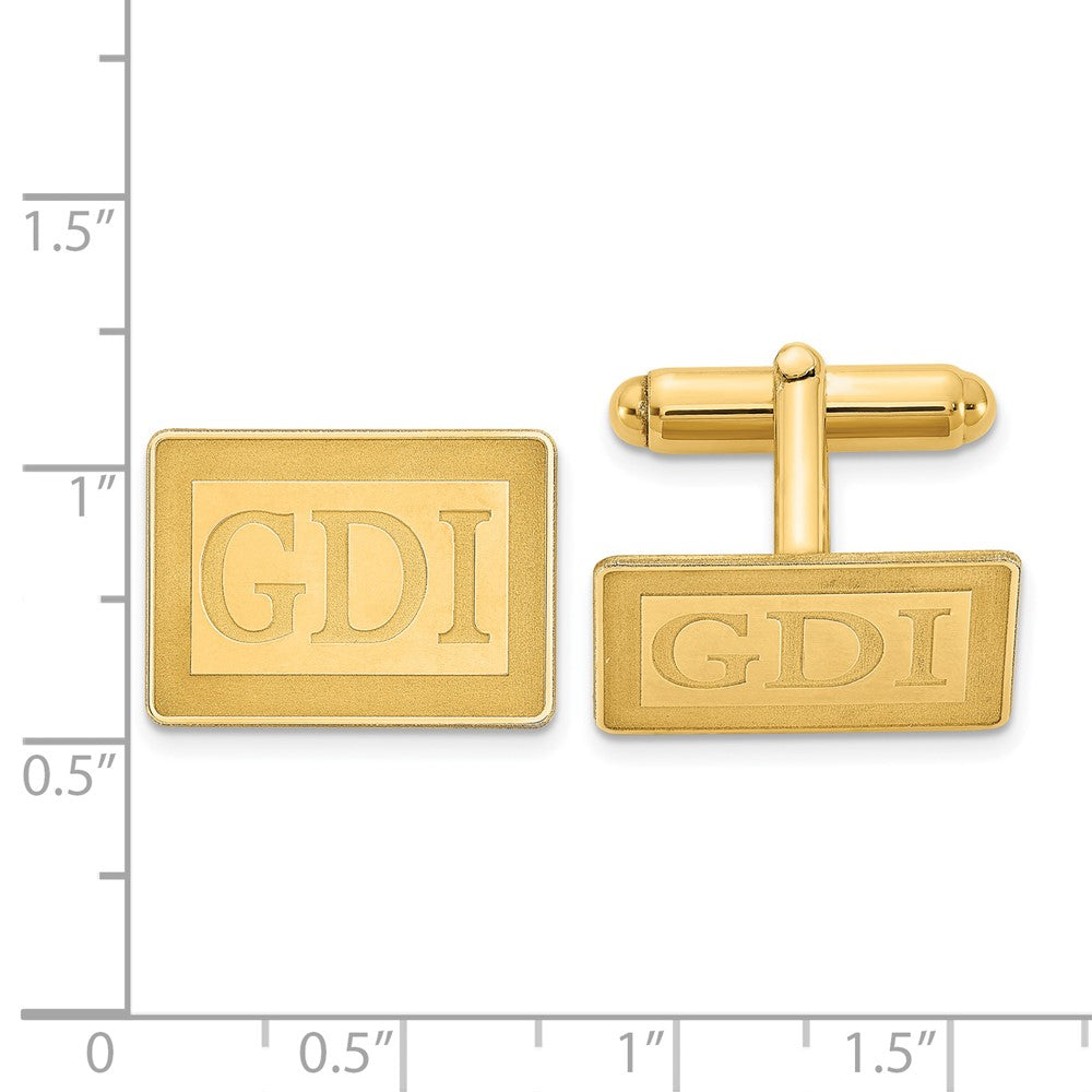 Alternate view of the 14K Yellow Gold Plated Silver Recessed Monogram Rectangle Cuff Links by The Black Bow Jewelry Co.