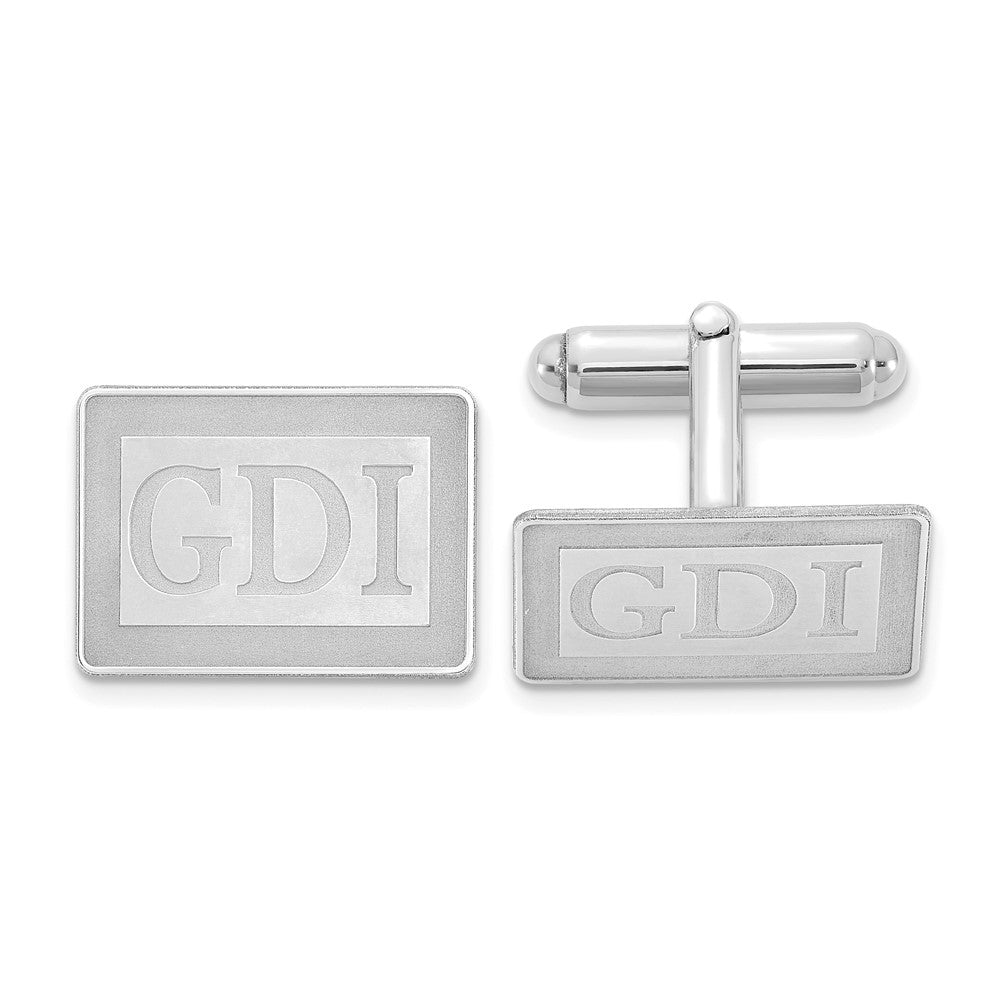 Alternate view of the Personalized Recessed Monogram Rectangle Cuff Links, 19 x 14mm by The Black Bow Jewelry Co.