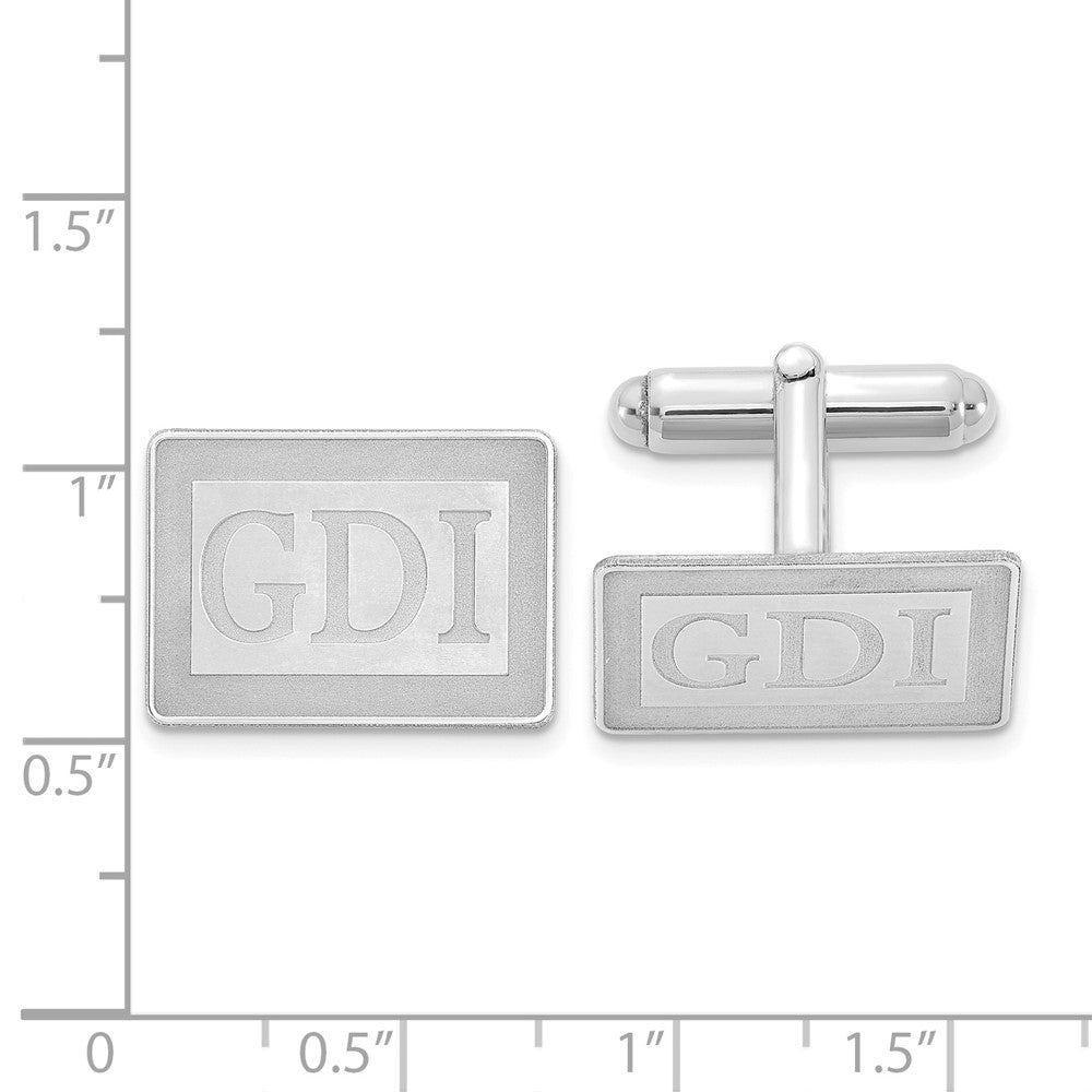 Alternate view of the Rhodium Plated Sterling Silver Recessed Monogram Rectangle Cuff Links by The Black Bow Jewelry Co.