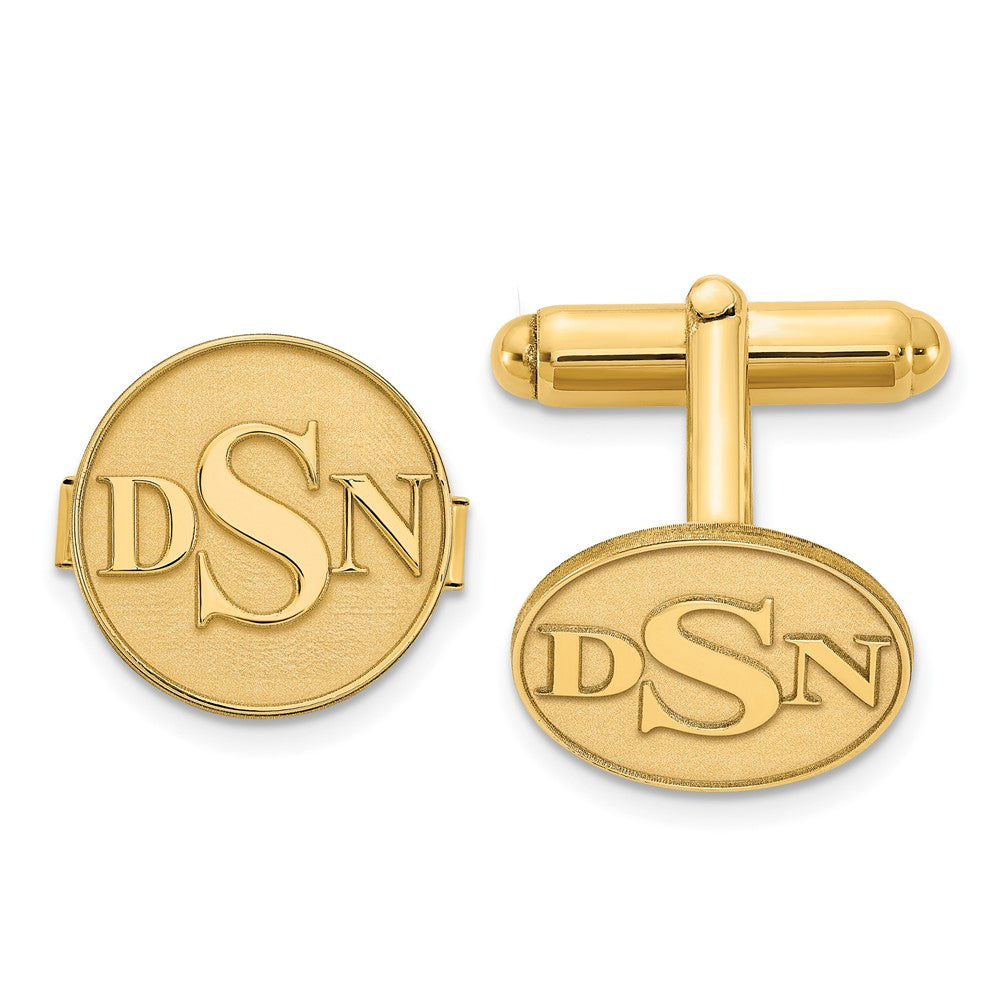 Personalized Raised Monogram Round Cuff Links, 16mm, Item M11083 by The Black Bow Jewelry Co.