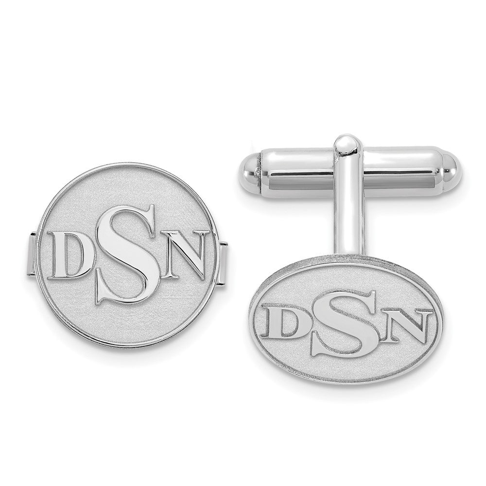 Alternate view of the Personalized Raised Monogram Round Cuff Links, 16mm by The Black Bow Jewelry Co.