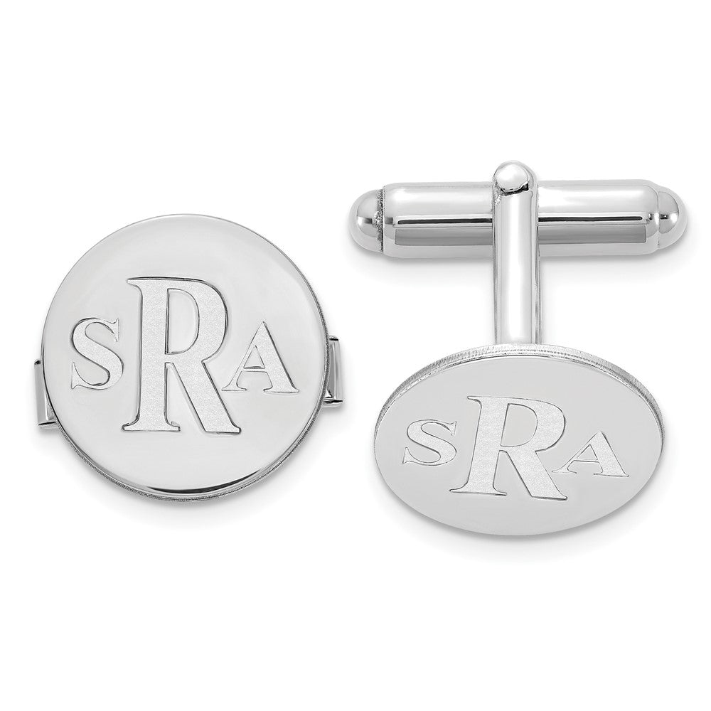 Alternate view of the Personalized Recessed Monogram Round Cuff Links, 16mm by The Black Bow Jewelry Co.
