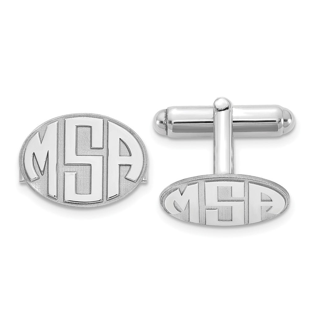 Alternate view of the Personalized Raised Monogram Oval Cuff Links, 17 x 12mm by The Black Bow Jewelry Co.