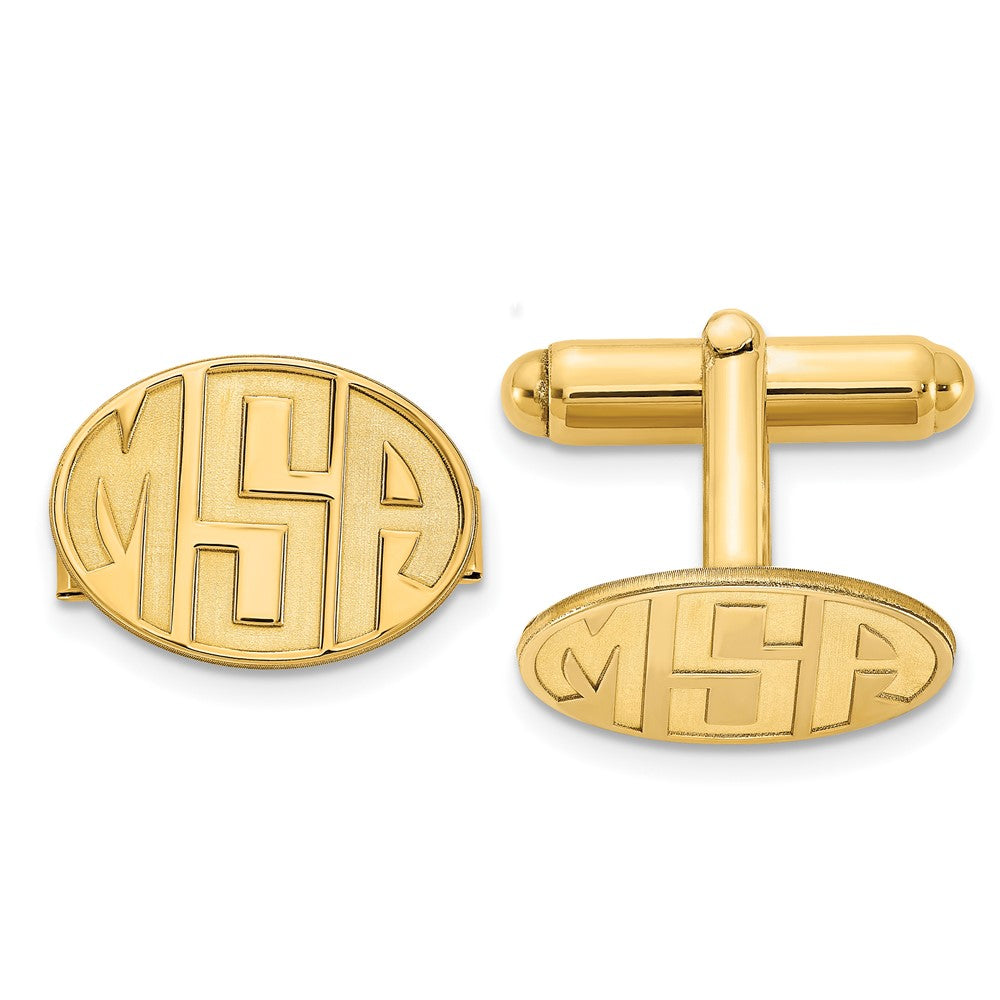 Personalized Recessed Monogram Oval Cuff Links, 17 x 12mm, Item M11086 by The Black Bow Jewelry Co.