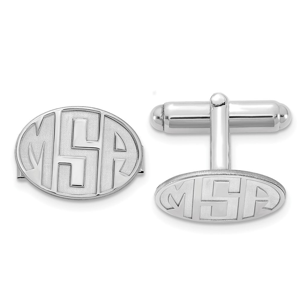 Personalized Recessed Monogram Oval Cuff Links, 17 x 12mm
