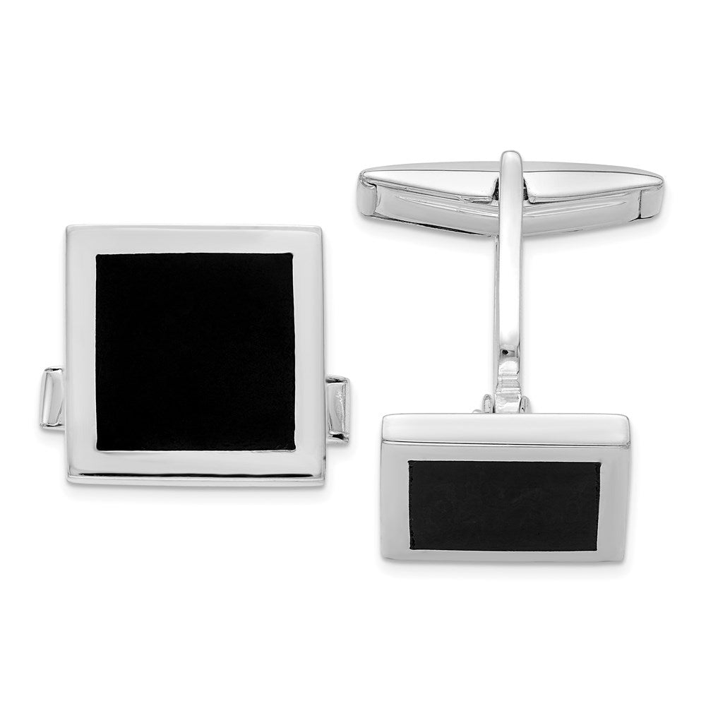 Sterling Silver &amp; Black Onyx Square Cuff Links, 15mm, Item M11099 by The Black Bow Jewelry Co.