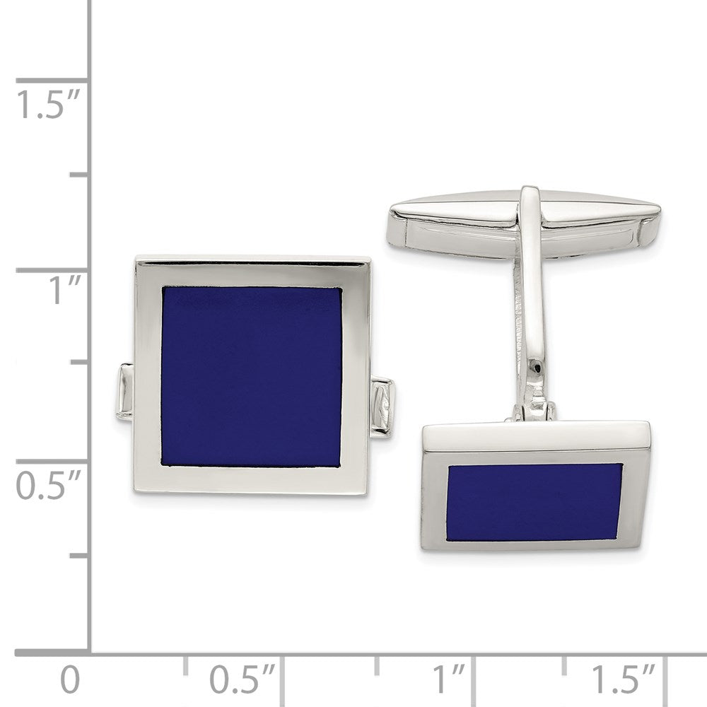 Alternate view of the Sterling Silver &amp; Blue Lapis Square Cuff Links, 15mm by The Black Bow Jewelry Co.