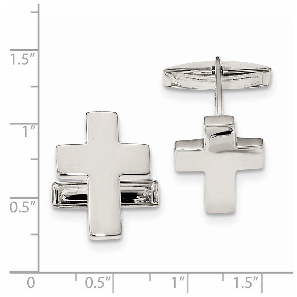 Alternate view of the Sterling Silver Cross Cuff Links, 16 x 21mm by The Black Bow Jewelry Co.