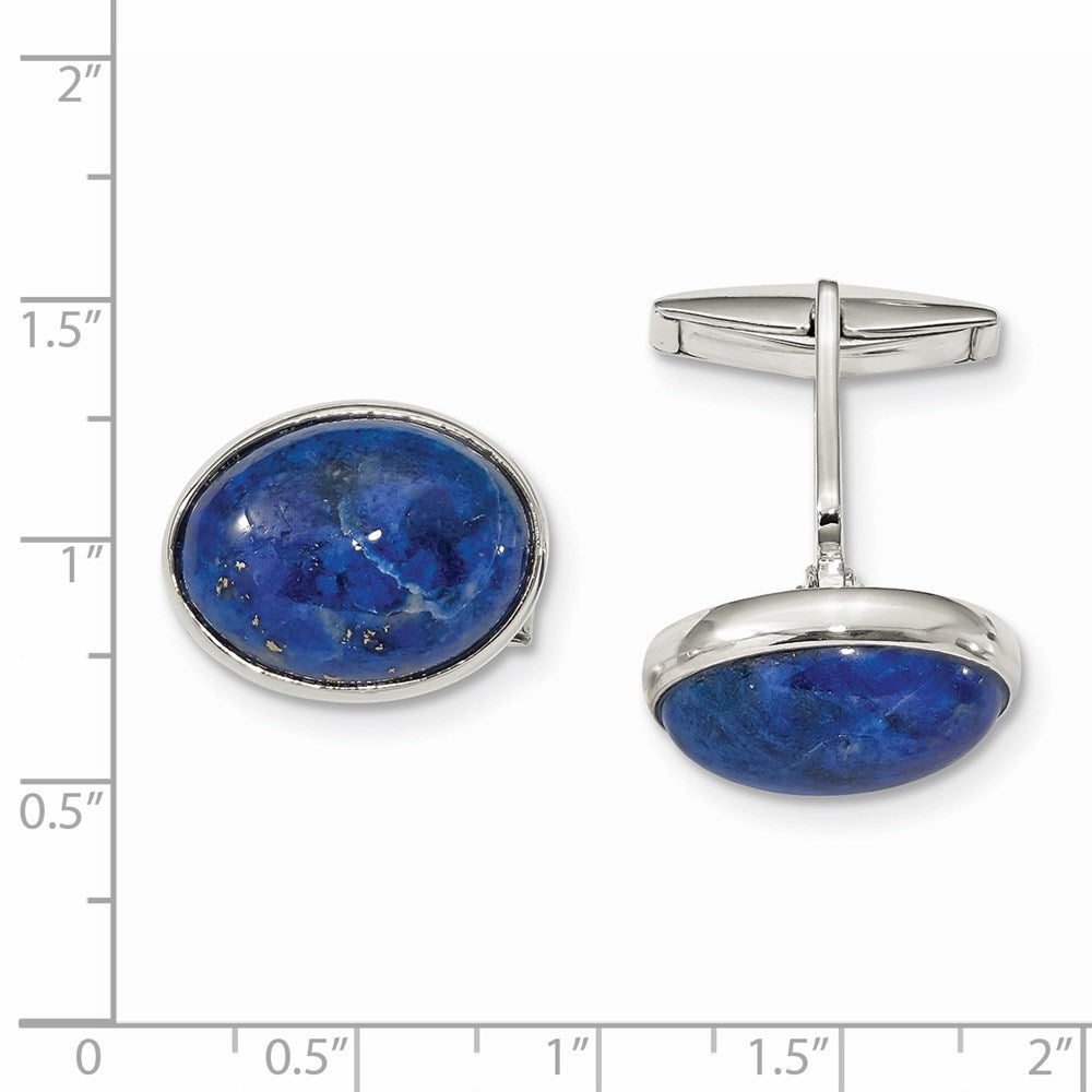 Alternate view of the Sterling Silver Cabochon Blue Lapis Oval Cuff Links, 20 x 15mm by The Black Bow Jewelry Co.