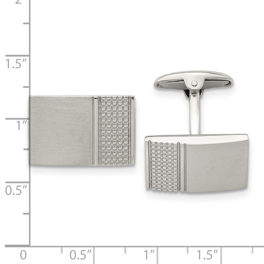 Alternate view of the Stainless Steel Brushed &amp; Polished Rectangle Cuff Links, 21 x 14mm by The Black Bow Jewelry Co.