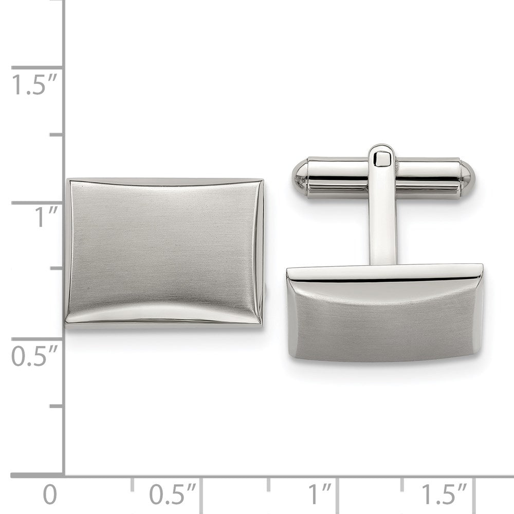 Alternate view of the Stainless Steel Brushed &amp; Polished Domed Rectangle Cuff Links, 19x14mm by The Black Bow Jewelry Co.