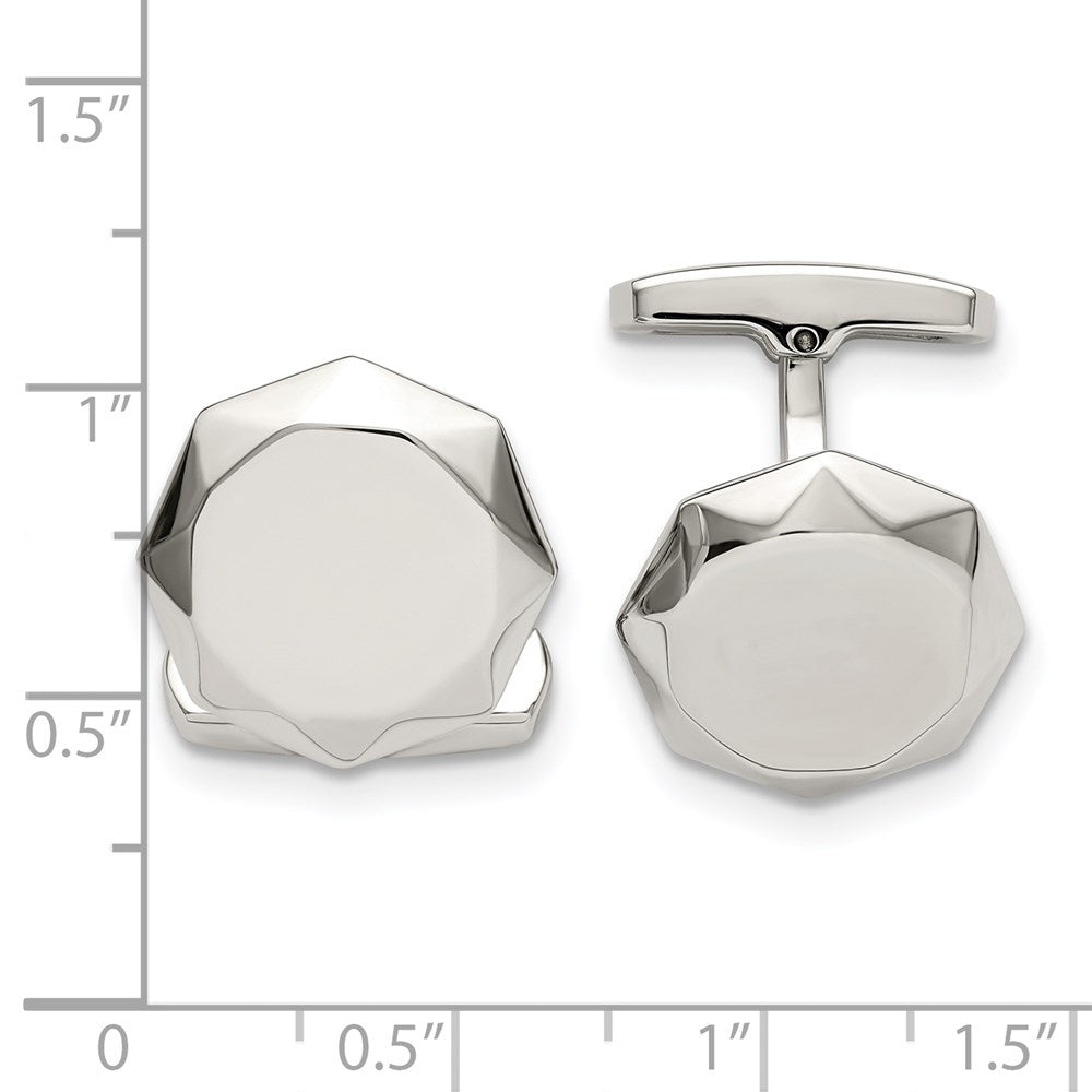 Alternate view of the Stainless Steel Polished Geometric Cuff Links, 17mm (5/8 Inch) by The Black Bow Jewelry Co.