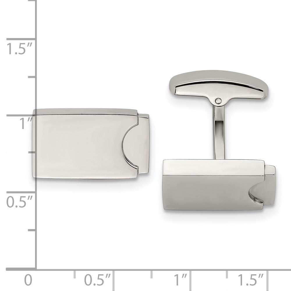 Alternate view of the Stainless Steel Engravable Polished Cuff Links, 19 x 12mm by The Black Bow Jewelry Co.