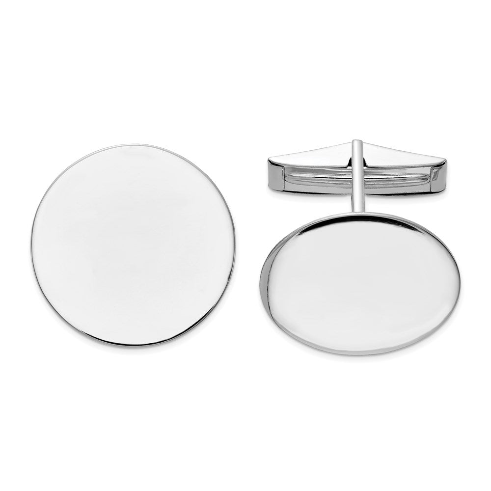 Alternate view of the 14K Yellow or White Gold Polished Round Disc Cuff Links, 20mm by The Black Bow Jewelry Co.