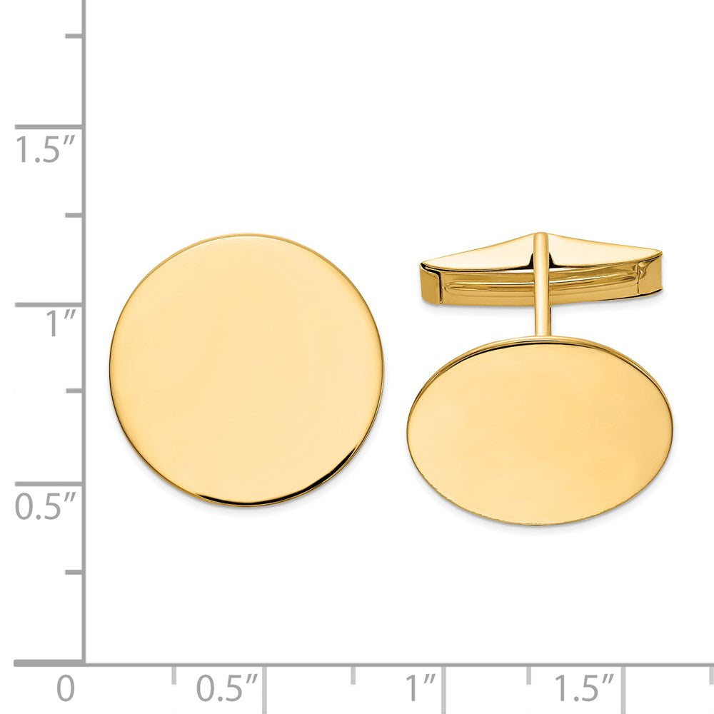 Alternate view of the 14K Yellow Gold Polished Round Disc Cuff Links, 20mm by The Black Bow Jewelry Co.