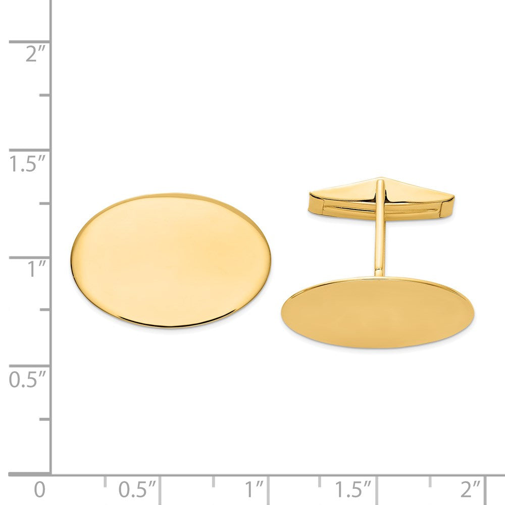 Alternate view of the 14K Yellow Gold Polished Oval Cuff Links, 23 x 16mm by The Black Bow Jewelry Co.