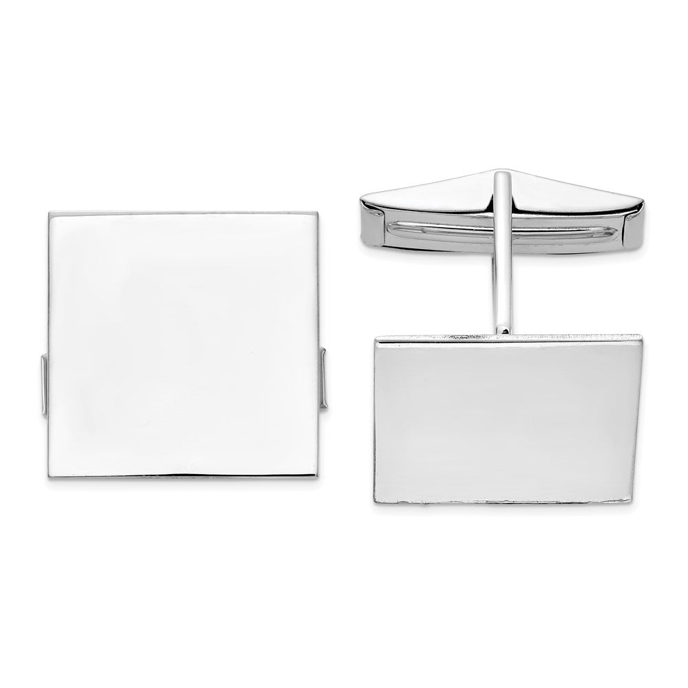 Alternate view of the 14K Yellow or White Gold Polished Square Cuff Links, 17mm by The Black Bow Jewelry Co.