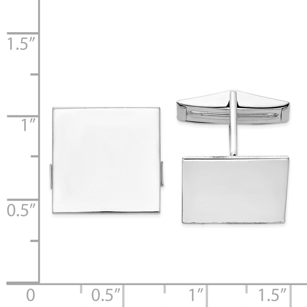 Alternate view of the 14K White Gold Polished Square Cuff Links, 17mm by The Black Bow Jewelry Co.