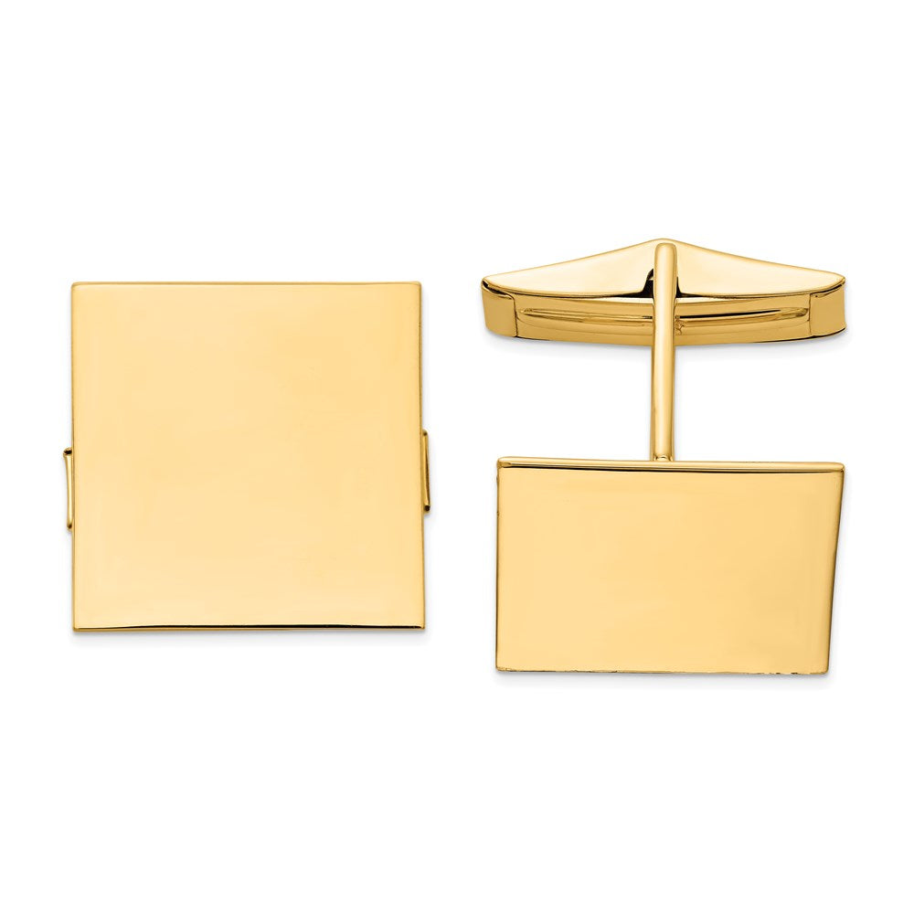 14K Yellow or White Gold Polished Square Cuff Links, 17mm, Item M11228 by The Black Bow Jewelry Co.