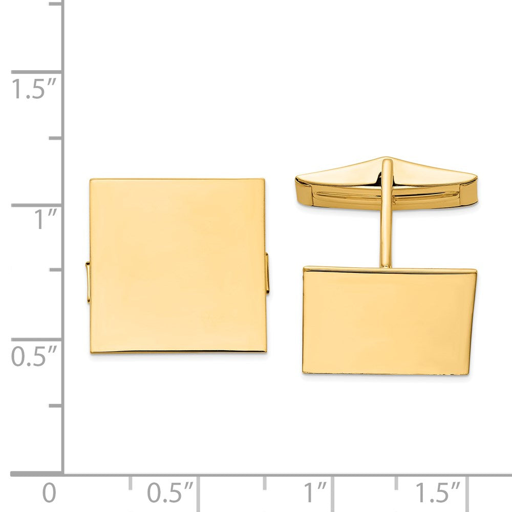 Alternate view of the 14K Yellow Gold Polished Square Cuff Links, 17mm by The Black Bow Jewelry Co.