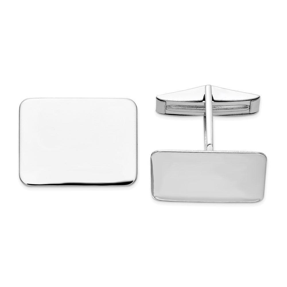 Alternate view of the 14K Yellow or White Gold Polished Rectangular Cuff Links, 19 x 14mm by The Black Bow Jewelry Co.