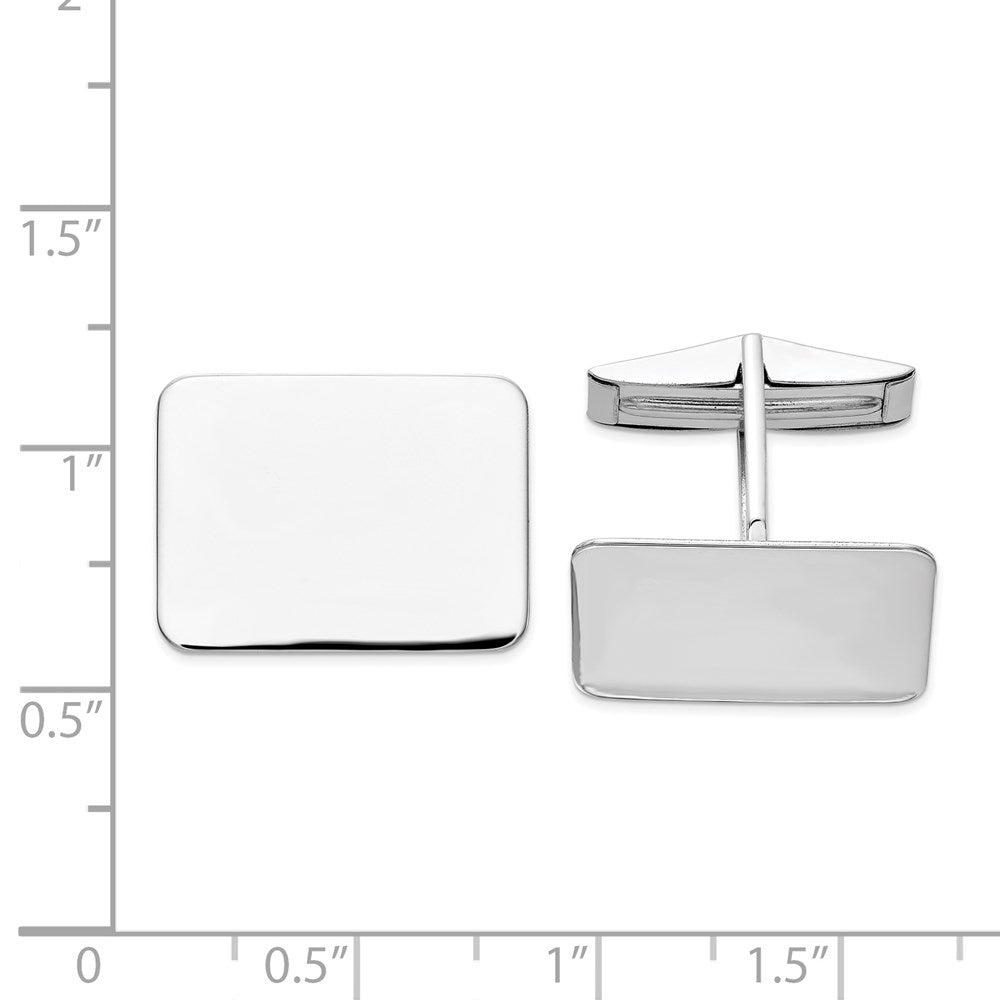 Alternate view of the 14K White Gold Polished Rectangular Cuff Links, 19 x 14mm by The Black Bow Jewelry Co.