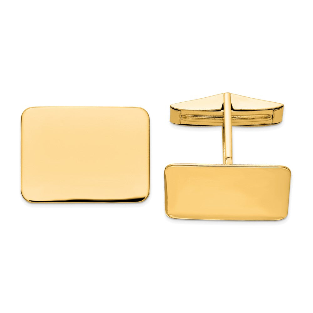 14K Yellow or White Gold Polished Rectangular Cuff Links, 19 x 14mm, Item M11229 by The Black Bow Jewelry Co.