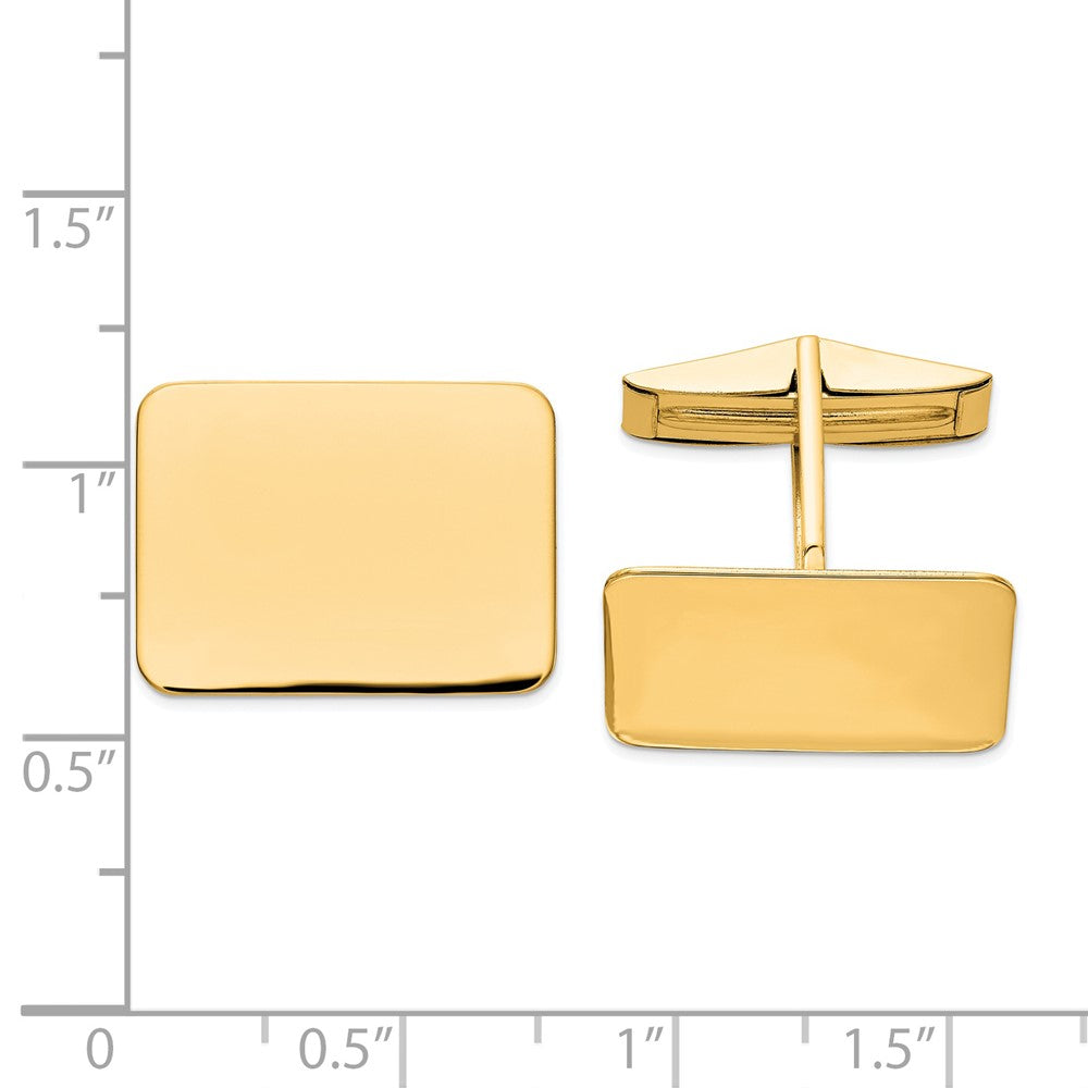 Alternate view of the 14K Yellow Gold Polished Rectangular Cuff Links, 19 x 14mm by The Black Bow Jewelry Co.