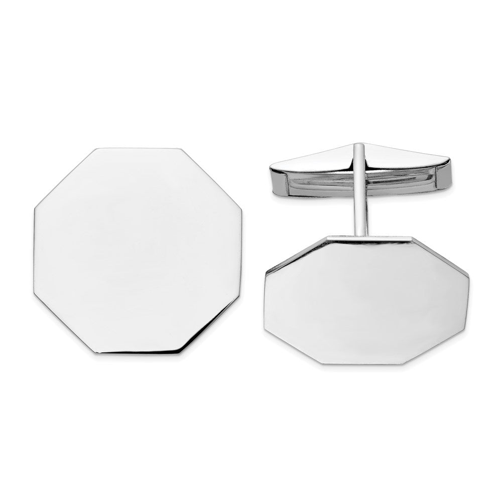 Alternate view of the 14K Yellow or White Gold Polished Octagonal Cuff Links, 20mm by The Black Bow Jewelry Co.