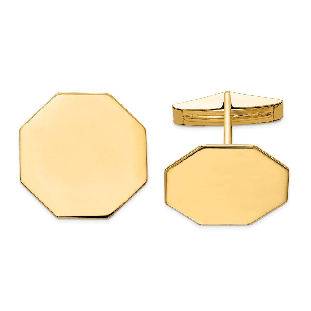 14K Yellow or White Gold Polished Octagonal Cuff Links, 20mm, Item M11230 by The Black Bow Jewelry Co.
