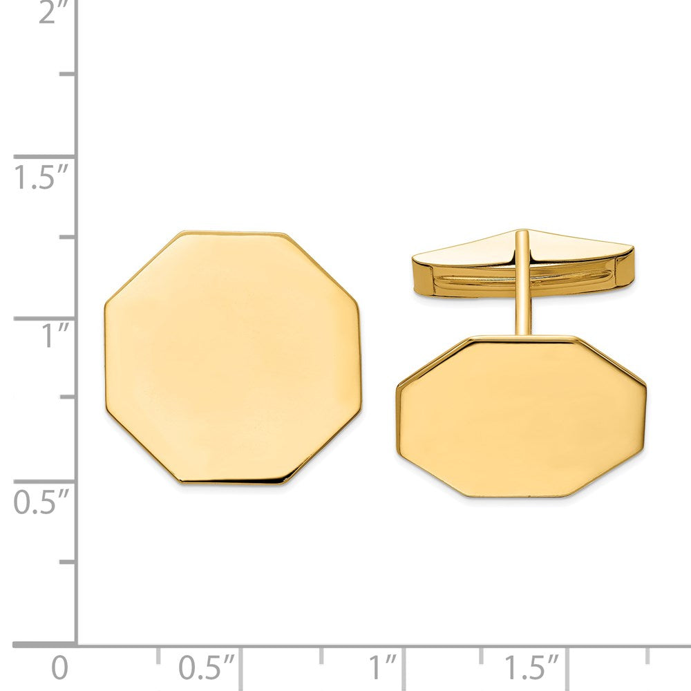 Alternate view of the 14K Yellow Gold Polished Octagonal Cuff Links, 20mm by The Black Bow Jewelry Co.