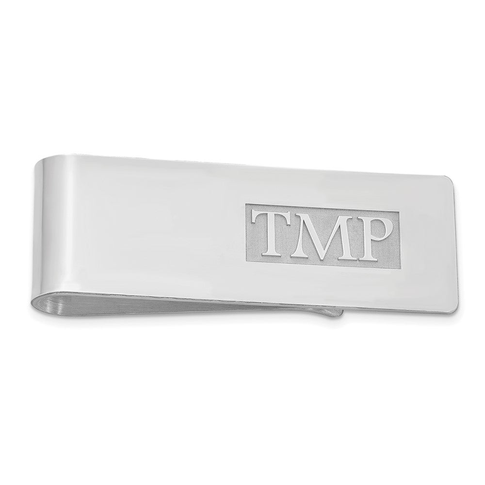 Alternate view of the Personalized Raised Letters Monogram Fold Over Money Clip, 17 x 52mm by The Black Bow Jewelry Co.
